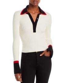 Alice and Olivia Pia Ribbed Long Sleeve Polo Bloomingdales at Bloomingdales