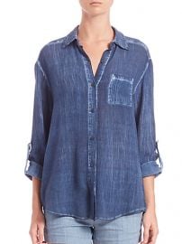 Alice and Olivia Piper Crinkled Button-Down Shirt at Saks Fifth Avenue