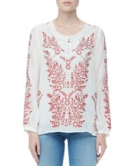 Alice and Olivia Preston Embroidered Voile Top at Neiman Marcus