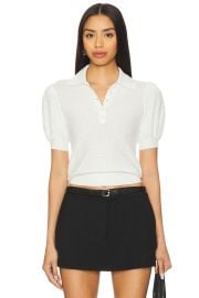 Alice and Olivia Ramona Pointelle Polo Top at Revolve