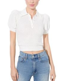 Alice and Olivia Ramona Pointelle Polo Top Bloomingdales at Bloomingdales