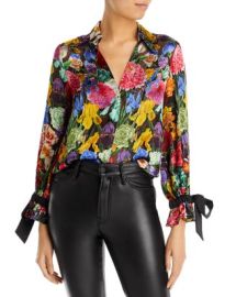 Alice and Olivia Randa Floral Tied Blouson Sleeve Top Bloomingdales at Bloomingdales