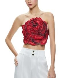 Alice and Olivia Randie Strapless Floral Appliqueacute Top Bloomingdales at Bloomingdales