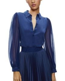 Alice and Olivia Roanne Blouson Sleeve Silk Blouse Bloomingdales at Bloomingdales