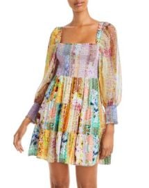 Alice and Olivia Rowen Smocked Patchwork Dress Bloomingdales at Bloomingdales