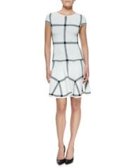 Alice and Olivia Selma Checkered-Knit Dropped-Waist Dress at Neiman Marcus