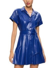 Alice and Olivia Shirley Faux Leather Mini Shirt Dress Bloomingdales at Bloomingdales