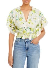 Alice and Olivia Tabitha Cotton Embroidered Crop Top Bloomingdales at Bloomingdales