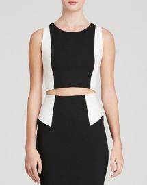 Alice and Olivia Top - Seamed Color Block Fitted Crop at Bloomingdales