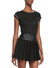 Alice and Olivia Tran Piped-Trim Tee  at Neiman Marcus