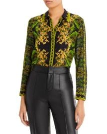 Alice and Olivia Willa Filigree Border Print Silk Blouse Bloomingdales at Bloomingdales