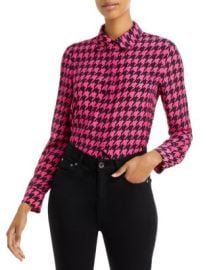 Alice and Olivia Willa Silk Houndstooth Blouse - 150th Anniversary Exclusive   Bloomingdales at Bloomingdales