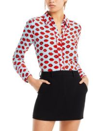 Alice and Olivia Willa Silk Wide Cuff Shirt Bloomingdales at Bloomingdales