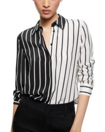 Alice and Olivia Willa Striped Two Tone Blouse Bloomingdales at Bloomingdales