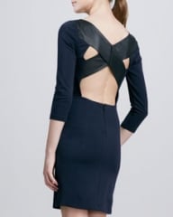 Alice and Olivia Xenah Leather-Back Dress at Neiman Marcus