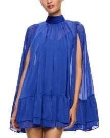 Alice and Olivia Zenon Tie Neck Mini Cape Dress Bloomingdales at Bloomingdales