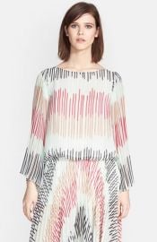 Alice and Olivia and39Briarand39 Multi Stripe Pleated Bell Sleeve Top at Nordstrom