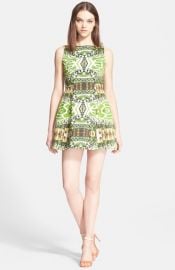 Alice and Olivia and39Carrieand39 Print Stretch Cotton Fit andamp Flare Minidress at Nordstrom