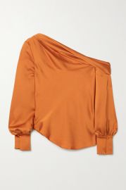 Alice draped one-shoulder satin blouse at Net A Porter