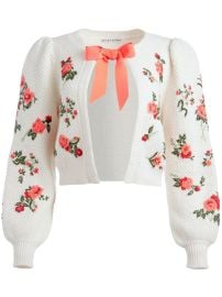 Alice x2B Olivia Kitty Embroidered puff-sleeve Cardigan - at Farfetch