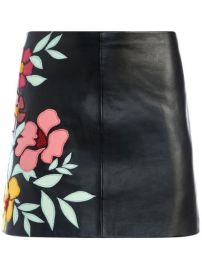 Alice x2B Olivia Riley Embroidered Vegan Leather Skirt - at Farfetch