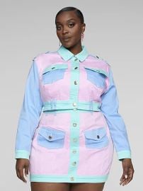 Alicia Denim Colorblock Jacket at Fashion to Figure