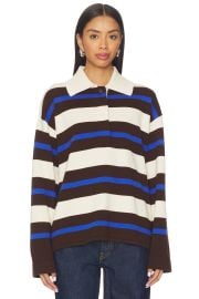 Aligne Ester Merino Rugby Top In Chocolate Ivory Blue at Revolve