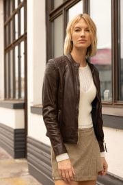 Alisah RF Leather Jacket Dark Brown mauritiusleather at Mauritius
