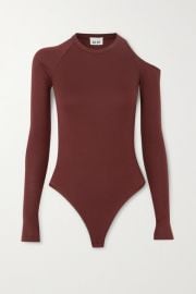 Alix NYC - Eaton cold-shoulder ribbed stretch-modal thong bodysuit at Net A Porter