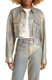 Aliya Metallic Crop Denim Jacket at Nordstrom