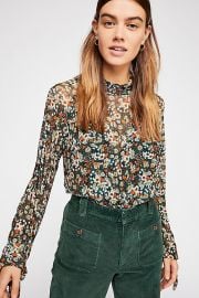 All Dolled Up Blouse in Green Combo at Free People