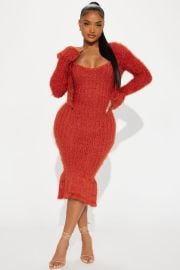 All Fuzzy Sweater Maxi Dress Set - Rust Fashion Nova at Fashion Nova