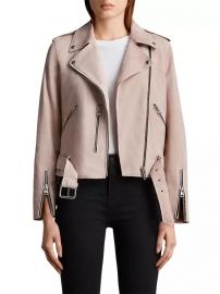 All Saints Balfern Pink Suede Biker Jacket at Bloomingdales