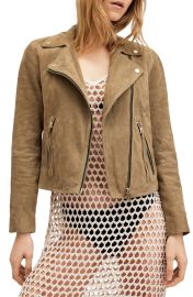 All Saints Dalby Cropped Leather Biker Jacket at Nordstrom