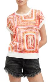 All Saints Giana Luisa Print Knit Top in Blood Orange at Nordstrom