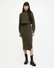 All Saints Margetta 2 in 1 Ribbed Midi Dress at All Saints