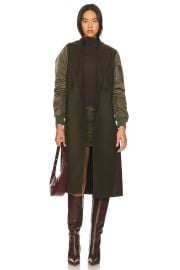 All Saints Paulah Coat in Khaki Green at Revolve