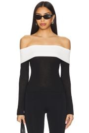 All The Ways Monica Off Shoulder Top In Black White at Revolve