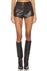 All The Ways Vandelia Faux Leather Short In Chocolate at Revolve