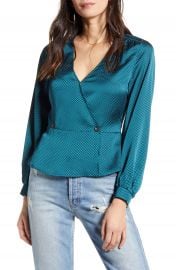 All in Favor Satin Button Peplum Top   Nordstrom at Nordstrom