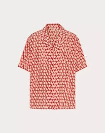 All-over Toile Iconographe Print Short Sleeve Shirt for Man in Ebonyblack Valentino US at Valentino