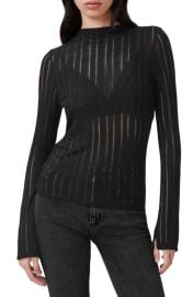 AllSaints Aki Sheer Stripe Long Sleeve T-Shirt at Nordstrom