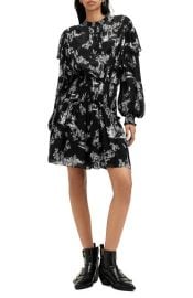 AllSaints Aubrey Pleated Long Sleeve Dress in Maria Black at Nordstrom Rack at Nordstrom Rack