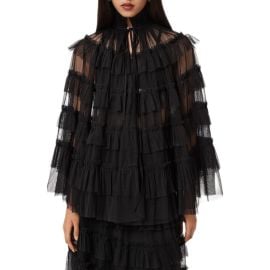 AllSaints Aude Ruffle Cape at Nordstrom