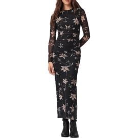 AllSaints Caia Floral Long Sleeve Mesh Dress at Nordstrom