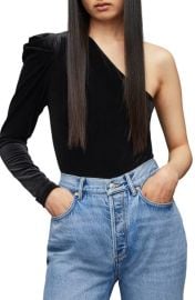 AllSaints Daphne One-Shoulder Velvet Bodysuit at Nordstrom