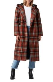 AllSaints Ebony Plaid Hooded Wool Coat at Nordstrom