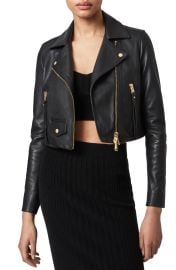 AllSaints Elora Leather Biker Jacket in Black at Nordstrom