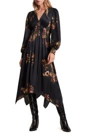 AllSaints Estelle Avifauna Silk Blend Long Sleeve Dress at Nordstrom