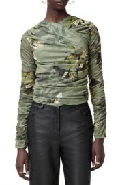 AllSaints Hanako Floral Mesh Top at Nordstrom